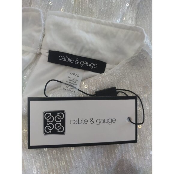 Sparkly White Sequin Halter Top With Button Closure & Open Back Design. L/G NWT. - Picture 9 of 9